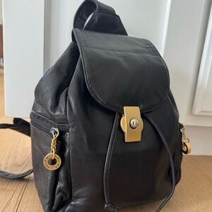 Vintage Perlina Genuine Leather Black Backpack – Made in Italy 🇮🇹